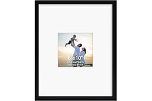 Hoikwo 8x10 Black Signable Picture Frame with Plastic Cover, Display Pictures 4x4 with Mat or 8x10 Without Mat, 1 Pack 8 by 10 Frame for Wall Hanging and Table