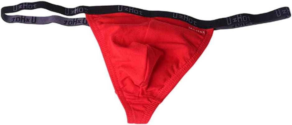 UzHot Pure Cotton Sexy Lingeries Mens G-String T Pants (Red)
