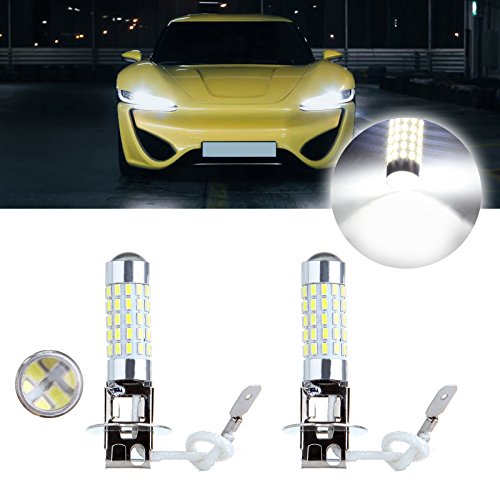 CCIYU 2 Pack White 6000K 60W 6000LM 66SMD H3 High Power LED Fog Light Bulb DRL Driving Fog Light lamps