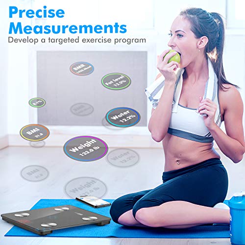 Updated 2020 Version Bluetooth Digital Body Fat Scale, AMAGARM Smart Wireless BMI Weight Scales, Bathroom Tracks Body Composition Analyzer Scale with Smartphone App for Water, BMI, BMR, Muscle Mass - Thumbnail 4
