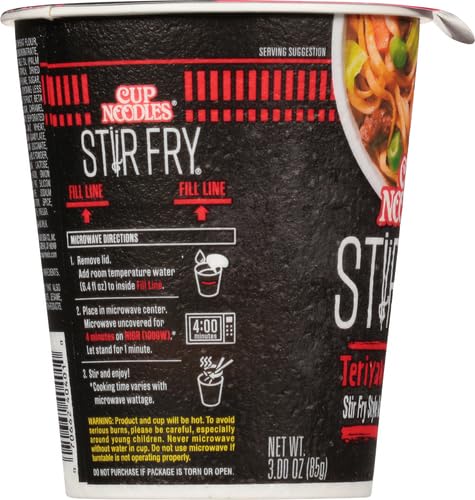 NISSIN CUP NOODLES STIR FRY NOODLES IN SAUCE, TERIYAKI BEEF, 3 OUNCE (PACK OF 1)