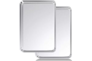 Baking Sheet Set of 2, Wildone Stainless Steel Baking Tray Cookie Pan, Size 20 x 14 x 1 Inch, Non Toxic & Heavy Duty & Easy Clean