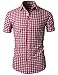 H2H Mens Casual Slim Fit Check patterned Short Sleeve Basic Shirts