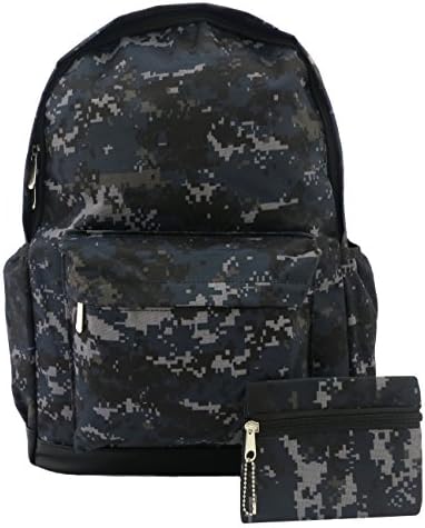 Grey Digital Camouflage DIGI CAMO Backpack Rucksack | Army Marines School College Gym Travel Goth Emo Bag | PremEss Range