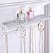 MyGift 25-Hook Vintage Scrollwork Design Wall Mounted White Metal Cosmetic Storage and Jewelry Organizer Shelf