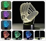 DowBier 3D Illusion Multi Colors USB Sleeping Night Light Desk Lamp Room Decoration (Baseball Glove)