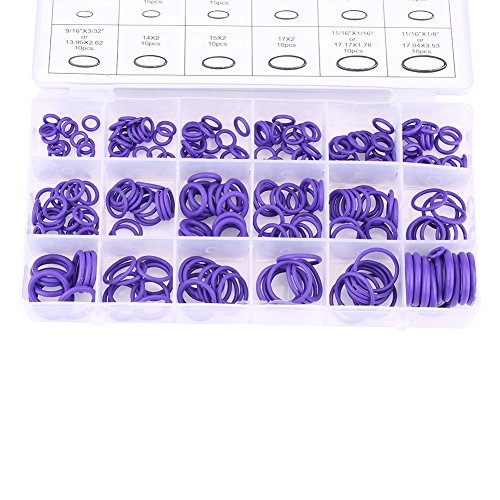 270pcs Assorted Car Air Conditioner Compressor O Ring Seal Gasket Rubber Washer Seals Purple for Air Conditioner Compressor Seals