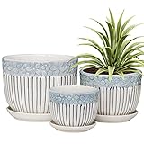 Grey Flower Pots,Texture Planter for Indoor Plants