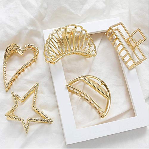 8 Pack Chic Gold Metal Hair Claw Clip Hair Clips for Women and Girls-Womens Stylish Jaw Clips Hair Grip Hairgrip for Girls Golden Hair Barrettes For Women Hairstyles with Thick Hair - Thumbnail 3