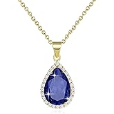 Sumonyo Diamond Teardrop Pendant Necklaces for Women Crystals Birthstone Costume Jewelry Gifts for Women，Gold Plated 17.92 + 1.97 inch Chain