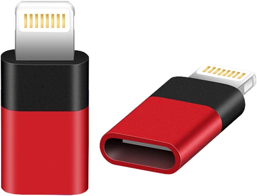 AODSC iOS Adapter, USB C (Female) to iOS (Male) Adapter, Support Charging and Data Transmission,Compatible with Phone Xs max Phone 8 8 Plus 7 7 Plus 6s 6s Plus 6 6 Plus【2 Pack】(Red)