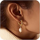 Risamil Pearl Hoop Earrings for Women - Gold Hoop Earrings Pearl Earrings for Women Trendy Jewelry Gifts 14k Gold Earrings with Pearl Huggie Earrings | Twisted Rope | Pearl Dangle | Zircon
