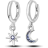 925 Sterling Silver Hypoallergenic Dangle Earrings with Colorful Cubic Zirconia | Trendy Square Huggie Design for Everyday & Special Occasions