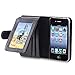 Insten Leather Wallet Flip Case Cover with Credit Card Slot Photo Frame Multifunction Compatible with Apple iPhone 4 / 4S, Black