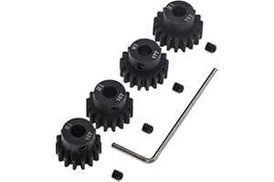 GTHELE 4pcs Mod 1 Pinion Gear 5mm Set Hardened 15T 16T 17T 18T M1 Pitch Gears RC Upgrade Part with Screwdriver