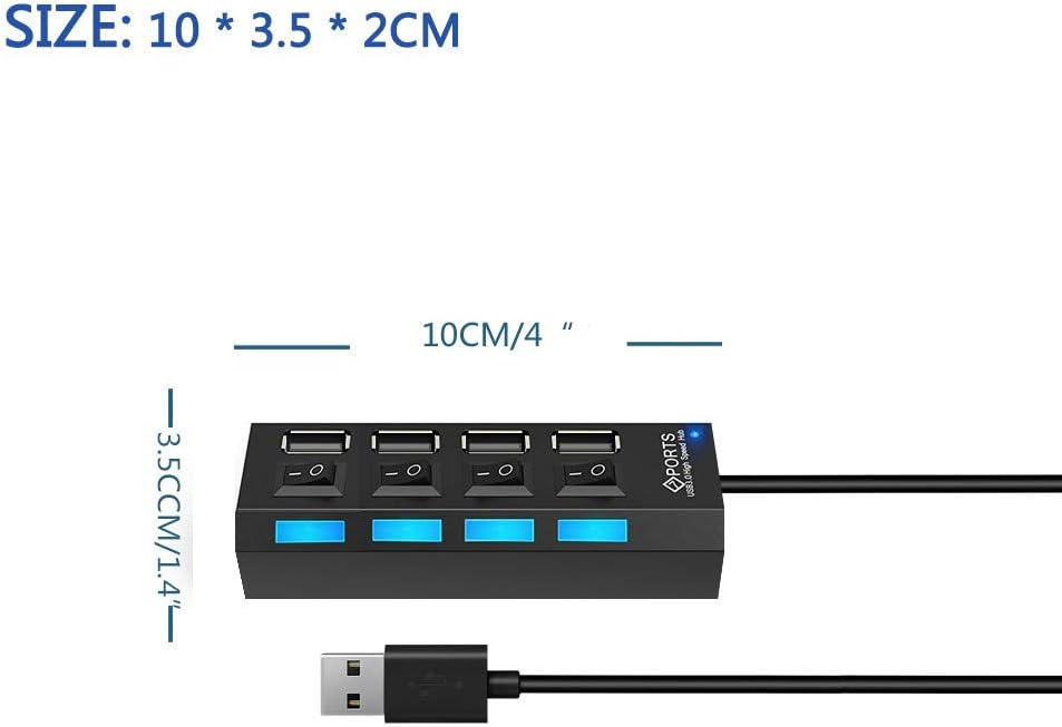 4 Port USB Hub with Individual LED Power Switches,4 Port USB 2.0 Date hub high Speed up to 5Gbps Compatible with PC Laptop and Other Devices …: Computers & Accessories