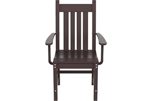 WestinTrends Malibu Classic Outdoor Dining Chairs with Arms, All Weather Poly Lumber Adirondack Patio Chairs Restaurant Bistro Chairs Support 350 LBS, Arched Backrest and Curved Seat, Dark Brown