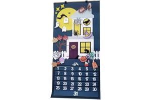 LONGZHUO Decor Countdown to Halloween Advent Calendar,Halloween Countdown Calendar Haunted House Calendar Wall Hanging Decorations with Detachable Ghosts for Home Classroom,School Decor