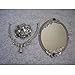 KINGFOM Antique Two Sided Swivel Oval Desktop Vanity Makeup Mirror with Embossed Roses and Mounted Beads for Home, Jewelry or Watches Cosmetics Showcase (Antique Pewter, Standard)