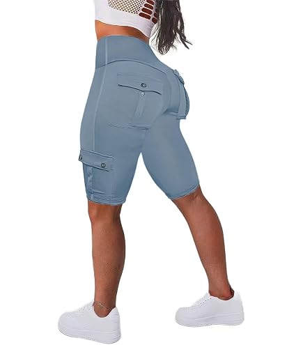 Flamingals Women's Butt Lifting Biker Capri Leggings High Waist