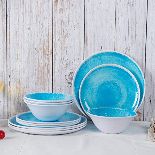 Melamine Dinnerware Set for 412pcs Dinnerware Dishes Set for Indoor