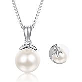 AENEAS Single Pearl Necklace Sterling Silver Pearl Pendant Necklace Jewelry Gifts for Women