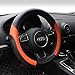 AOTOMIO Black & Orange Car Steering Wheel Cover TPE Material Durable Non-Slip Cover Universal 15 inch