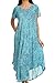 Sakkas 15802 - Lila Freckled Dyed Cap Sleeve Scoopneck Long Caftan Dress/Cover up - Turquoise - OS