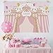 Allenjoy 7x5ft Pink Circus Backdrop Carnival Carousel Big Top Tent First 1st Background Girl Birthday Party Dessert Candy Cake Table Decor Decoration Baby Shower Banner Photo Shoot Booth