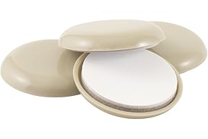 Super Sliders 2 1/4" Round Self-Stick Furniture Sliders or Movers for Carpet to Protect Flooring and Move Effortlessly, Beige (4 Pack),Tan