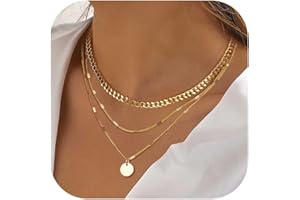GAUEIOUR Gold Necklaces for Women,Boho Jewellery Set Adjustable 18K Layered Pendant Disc Coin Necklace, Fashion Versatile Sta