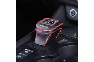 XITER Automatic Gear Shift Knob Cover Leather Boots Shift Lever Protector Trim for Nissan Rogue 2021 2022 2023 2024 2025 2026 Interior Accessories(Red Stitches)