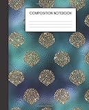 Paperback Composition Notebook: Mermaid Glitter Scales Pattern Faux Glam College Ruled Notebook Lined School Journal Book