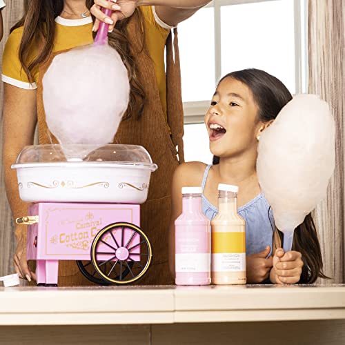 Nostalgia Cotton Candy Machine Retro Cotton Candy Machine for Kids with 2 Reusable Cones, 1