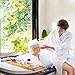 BAMBUROBA Bamboo Bathtub Caddy Tray Expandable for Luxury Bath,Bath Accessories & Table with Wine Glass Holder,Book Stand Bathroom Organizer with Extending Sides for Men/Women