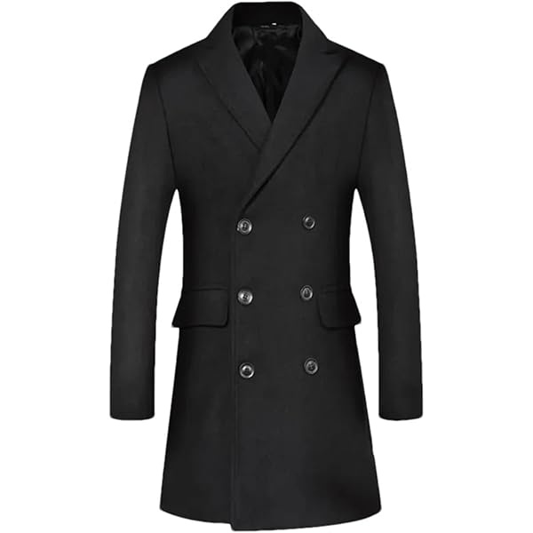 TruClothing Mens 3/4 Long Double Breasted Overcoat Jacket Wool
