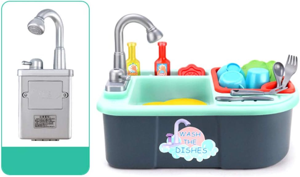 SUREH Kitchen Sink Play Set for Kids with Running Water Kitchen Sink Toys Pretend Play Wash Up