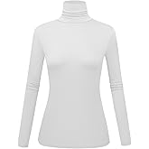 Women's Long Sleeve Turtleneck Shirts Slim Fitted Lightweight Base Layer Casual Tops