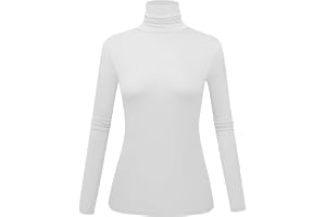 Women's Long Sleeve Turtleneck Shirts Slim Fitted Lightweight Base Layer Casual Tops