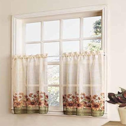 Curtain Closeout Sunflower Kitchen Window Tiers, 56 by 30-Inch, Multicolor