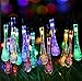 Solar String Lights, 21.3feet 30 LED Water Drop Fairy Lights with 8 Modes, Outdoor Waterproof Solar Powered Lights for Patio, Garden, Lawn, Path, Party and Home Decorations, Multi Color