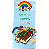 Westmon Works How to Pray the Rosary Set for Kids with Wooden Beads Pamphlet and Large Instruction Holy Card for Children