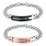 COAI His Beauty Her Beast Stainless Steel Matching Bracelets for Couple