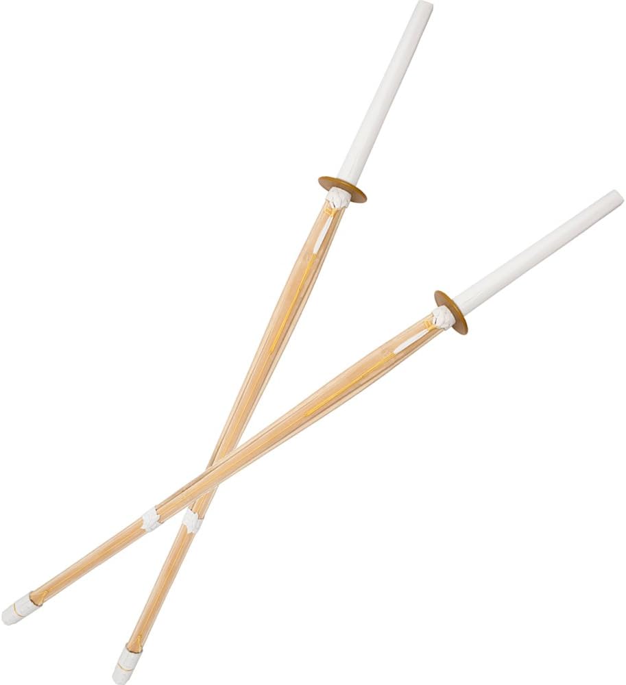 New Shadow Kendo Bamboo Shinai Set of 2 + Includes a Double Sword Stand โ Premium Piano Black Finish w/Red Felt