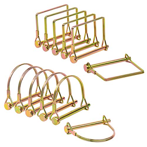 12 Pack 1/4" PTO Shaft Locking Pin,Shaft Locking Pin Safety Coupler Pin,6 Shapes of Square and 6 Arch