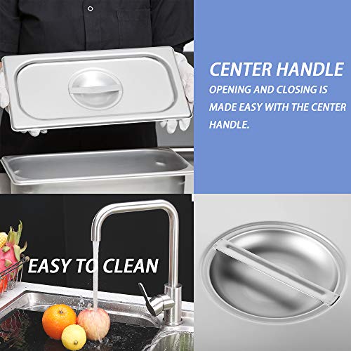 image for Kitma 1/3 Size Stainless Steel Solid Steam Table Pan Cover, Pan Lids, 