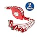 (2 Pack) USB Cable, Retractable 4 in 1 Multi USB Charging Cable Universal for Samsung Galaxy S5 / Note 3 ,S6,S7, iPhone 6s, 6s Plus, 5 / 5S / 5C, 4S 4,iPad Mini,iPad Air,iPod (Red)