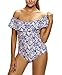 FARYSAYS Women's Stylish Ruffle Off The Shoulder One-Piece Swimwear Swimsuit