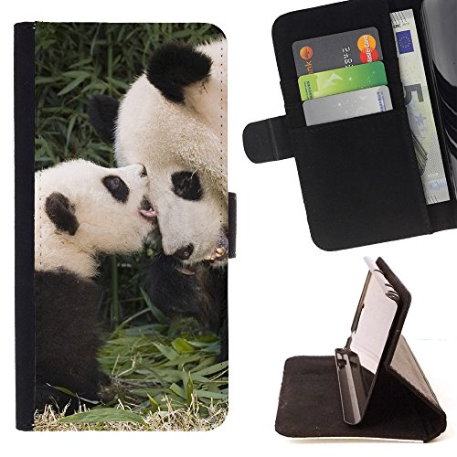 FJCases Panda Animal Bamboo Slim Wallet Card Holder Flip Leather Case Cover for Samsung Galaxy Note 5