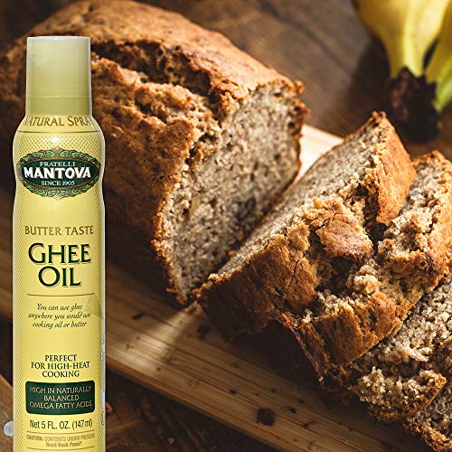 MANTOVA GHEE BUTTER SPRAY WITH OLIVE OIL AND AVOCADO OIL – HIGH IN NATURALLY BALANCED OMEGA FATTY ACIDS, PERFECT FOR HIGH-HEAT COOKING, BAKING, AND GRILLING, 5 FL OZ NON-AEROSOL SPRAY BOTTLE